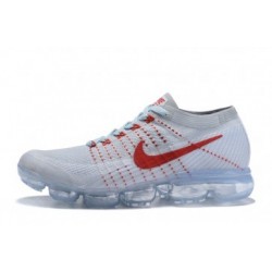 Hommes Nike Air Vapormax Flyknit Blanc/Rouge Pas Cher
